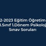 2022-2023 Eğitim Öğretim Yılı 11. Sınıf Psikoloji Dersi Sınav Soruları
