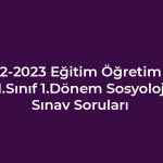 2022-2023 Eğitim Öğretim Yılı 11. Sınıf Sosyoloji Dersi Sınav Soruları